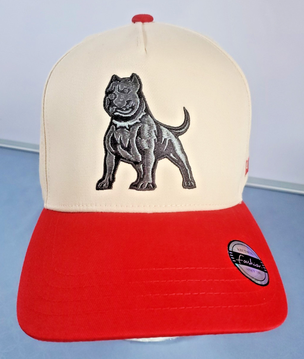 KB Ethos Pitbull Snapback Hat American Bully Dog Embroidered Two Tone Cap Red